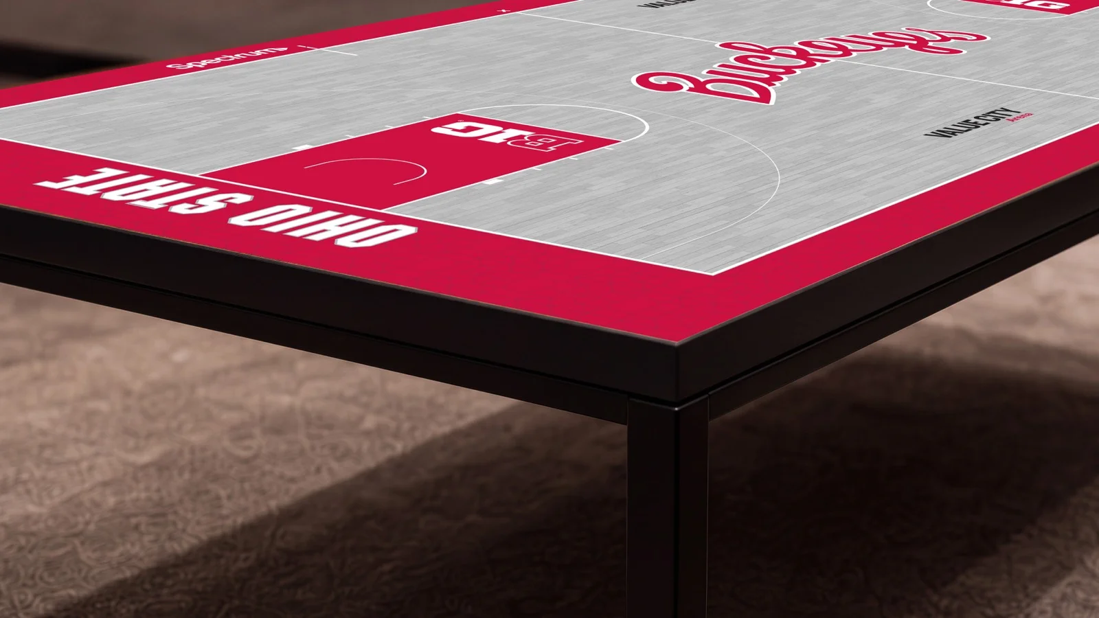 Custom branded top — printed court graphic, corner detail