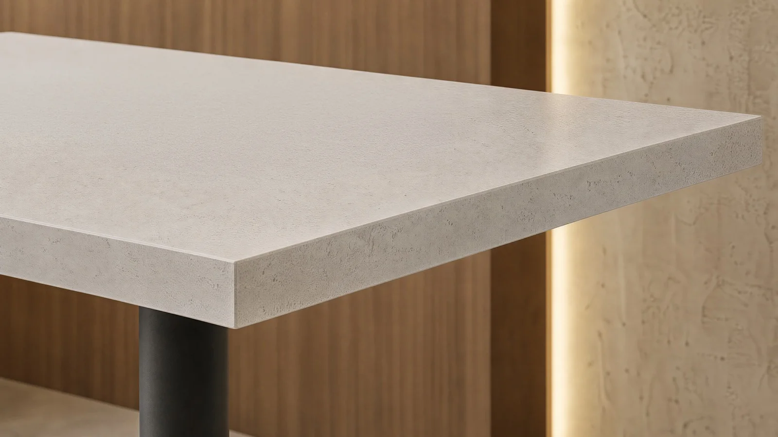 Solid-surface tabletop — corner and sealed edge detail