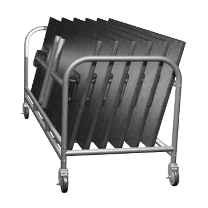 Steel folding-table cart loaded with folded tables