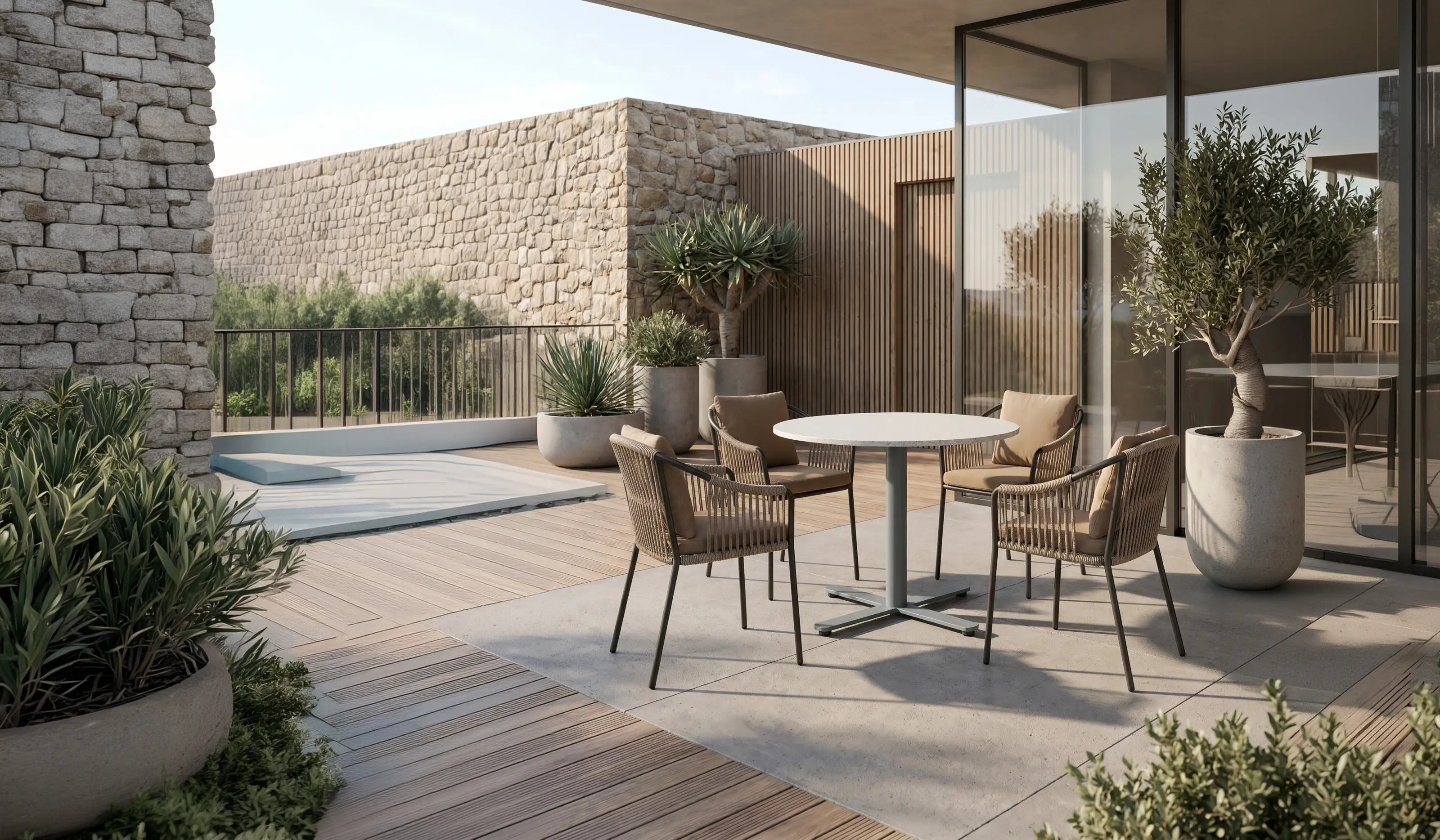 A TableX Element table on an outdoor terrace